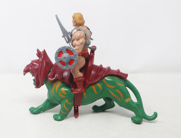 Vintage 1981 80s Mattel MOTU Masters Of The Universe He-Man & Battle Cat Battlecat Action Figures Lot Rare Retro