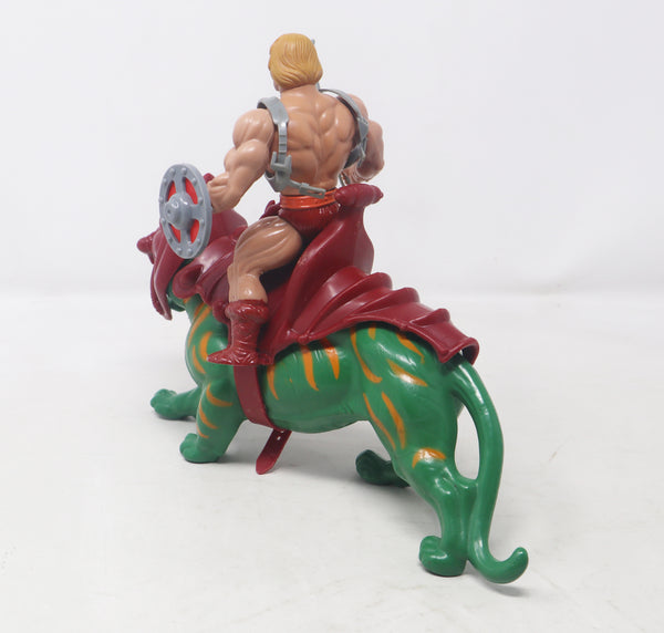 Vintage 1981 80s Mattel MOTU Masters Of The Universe He-Man & Battle Cat Battlecat Action Figures Lot Rare Retro