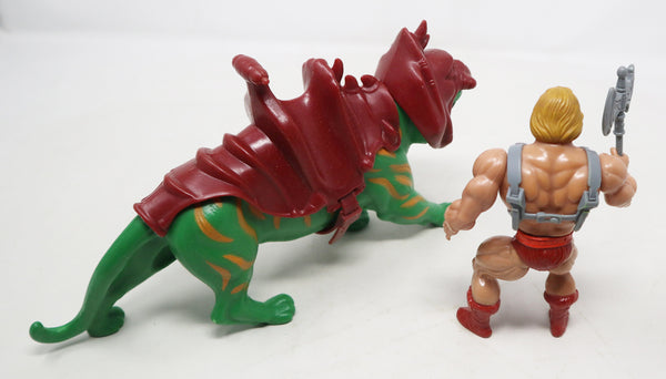 Vintage 1981 80s Mattel MOTU Masters Of The Universe He-Man & Battle Cat Battlecat Action Figures Lot Rare