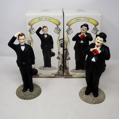 Vintage 1997 90s The Leonardo Collection Stan Laurel & Oliver Hardy Figures Figurines Ornaments Knick Knacks Boxed Rare