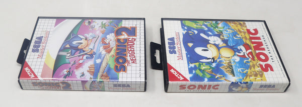 Vintage 1991 1992 90s Sega Master System Sonic The Hedgehog 1 & 2 Games Lot Pal 1 Player Retro