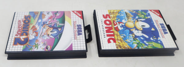 Vintage 1991 1992 90s Sega Master System Sonic The Hedgehog 1 & 2 Games Lot Pal 1 Player Retro