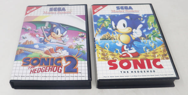 Vintage 1991 1992 90s Sega Master System Sonic The Hedgehog 1 & 2 Games Lot Pal 1 Player Retro