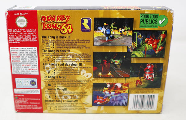 Vintage 1999 90s Nintendo 64 N64 Donkey Kong 64 Racing Cartridge Video Game Boxed Pal Version 1-4 Players Retro (No Expension Pak)
