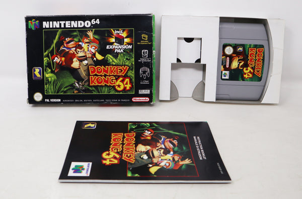 Vintage 1999 90s Nintendo 64 N64 Donkey Kong 64 Racing Cartridge Video Game Boxed Pal Version 1-4 Players Retro (No Expension Pak)