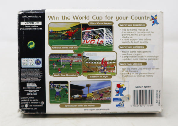 Vintage 1998 90s Nintendo 64 N64 EA Sports World Cup 98 Football Soccer Video Game Boxed Pal Version 1-4 Players Retro