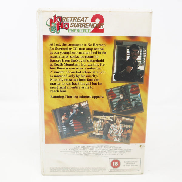 Vintage No Retreat No Surrender 2 Raging Thunder VHS Video Home System Tape Rare Big Box Version Martial Arts Movie Film Retro