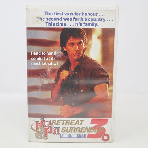 Vintage No Retreat No Surrender 3 Blood Brothers VHS Video Home System Tape Rare Big Box Version Martial Arts Movie Film Retro (Copy)