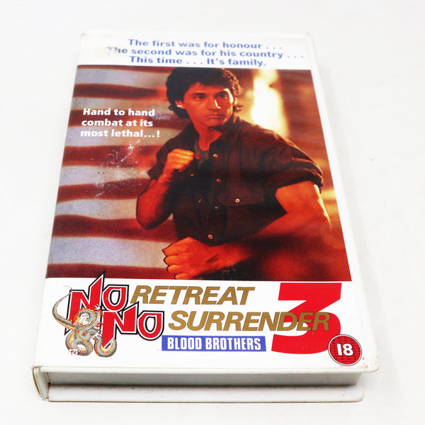 Vintage No Retreat No Surrender 3 Blood Brothers VHS Video Home System Tape Rare Big Box Version Martial Arts Movie Film Retro (Copy)