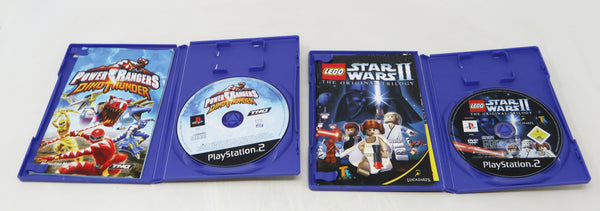 Vintage Sony Playstation 2 PS2 Black Slim Pal Console (SCPH-70003) (Fully Working), Controller + Power Rangers Dino Thunder, Lego Star Wars II The Original Trilogy & Sonic Mega Collection Plus Games Lot Bundle Retro