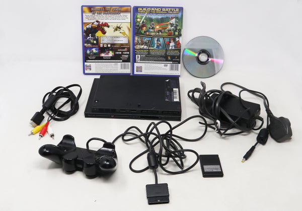 Vintage Sony Playstation 2 PS2 Black Slim Pal Console (SCPH-70003) (Fully Working), Controller + Power Rangers Dino Thunder, Lego Star Wars II The Original Trilogy & Sonic Mega Collection Plus Games Lot Bundle Retro