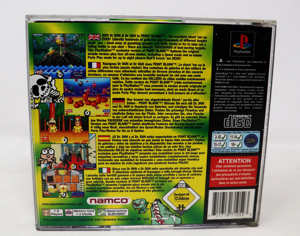 Vintage 1997 90s Sony Playstation PS1 Namco Point Blank Video Game + 1996 G-Con45 Light Gun Controller Pal NPC-103 Retro Gaming