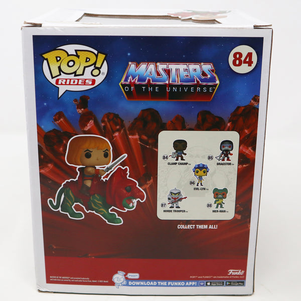 2021 Funko POP! Rides 84 Mattel Masters Of The Universe MOTU He-Man On Battle Cat Vinyl Figures Set Boxed Flocked Special Edition