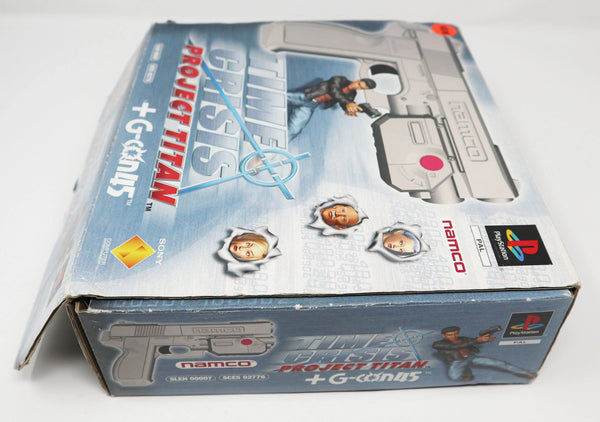 Vintage 2001 Sony Playstation PS1 Namco Time Crisis Project Titan Video Game + G-Con45 Light Gun Controller Pal Boxed SLEH-00007 SCES-02776 Retro Gaming