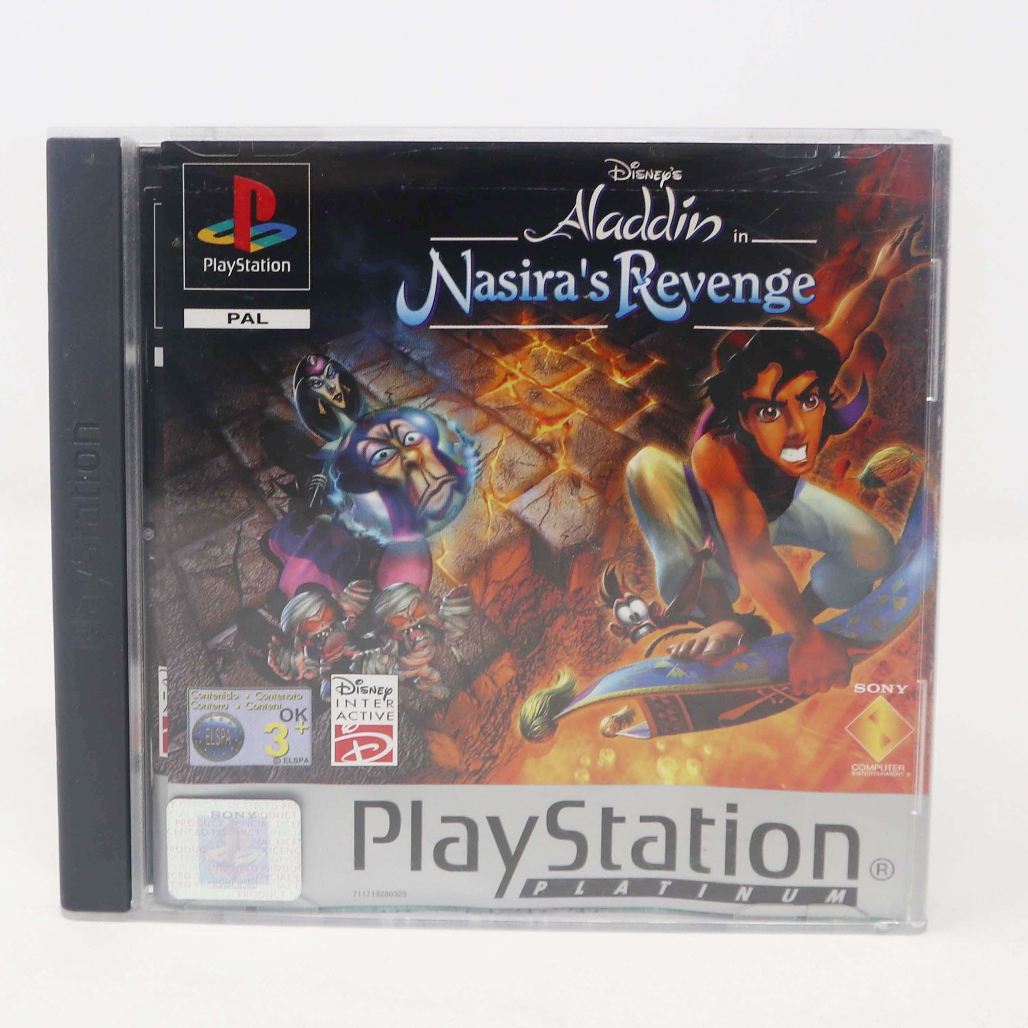 Vintage 2000 Playstation 1 PS1 Platinum Disney's Aladdin In Nasira's Revenge Video Game Pal Version 1 Player