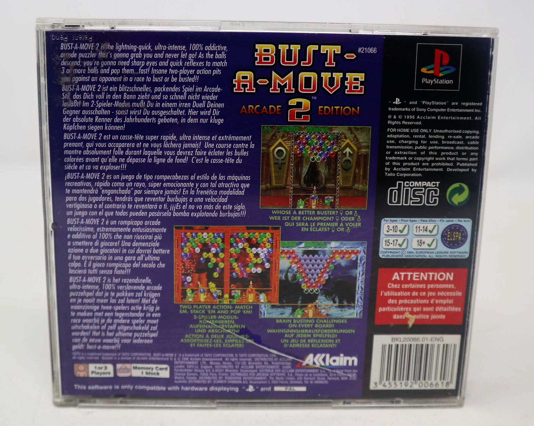 Trader Games - BUST-A-MOVE 2 SONY PLAYSTATION 1 (PS1 PLATINUM) PAL-EURO (COMPLETE - OVERALL GOOD CONDITION) sur Playstation 1