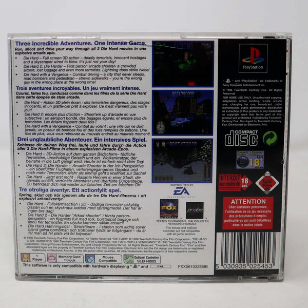 Vintage 1996 90s Playstation 1 PS1 Die Hard Trilogy Video Game Pal Version 1 Player