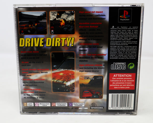 Vintage 1999 90s Playstation 1 PS1 Demolition Racer Racing Video Game Pal 1-2 Players Retro