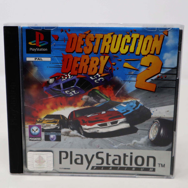Vintage 1997 90s Playstation 1 PS1 Platinum Destruction Derby 2 Video Game Pal 1 Players Car Racing
