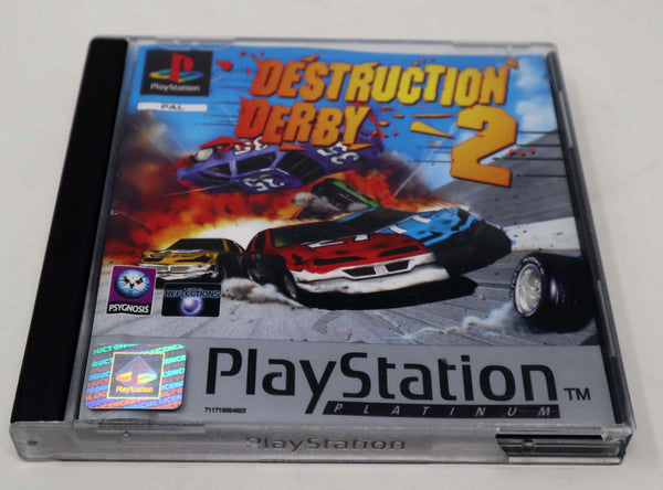 Vintage 1997 90s Playstation 1 PS1 Platinum Destruction Derby 2 Video Game Pal 1 Players Car Racing