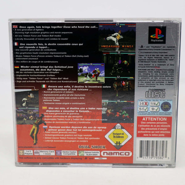 Vintage 1998 90s Playstation 1 PS1 Platinum Tekken 3 Video Game Pal 1-2 Players Fighting