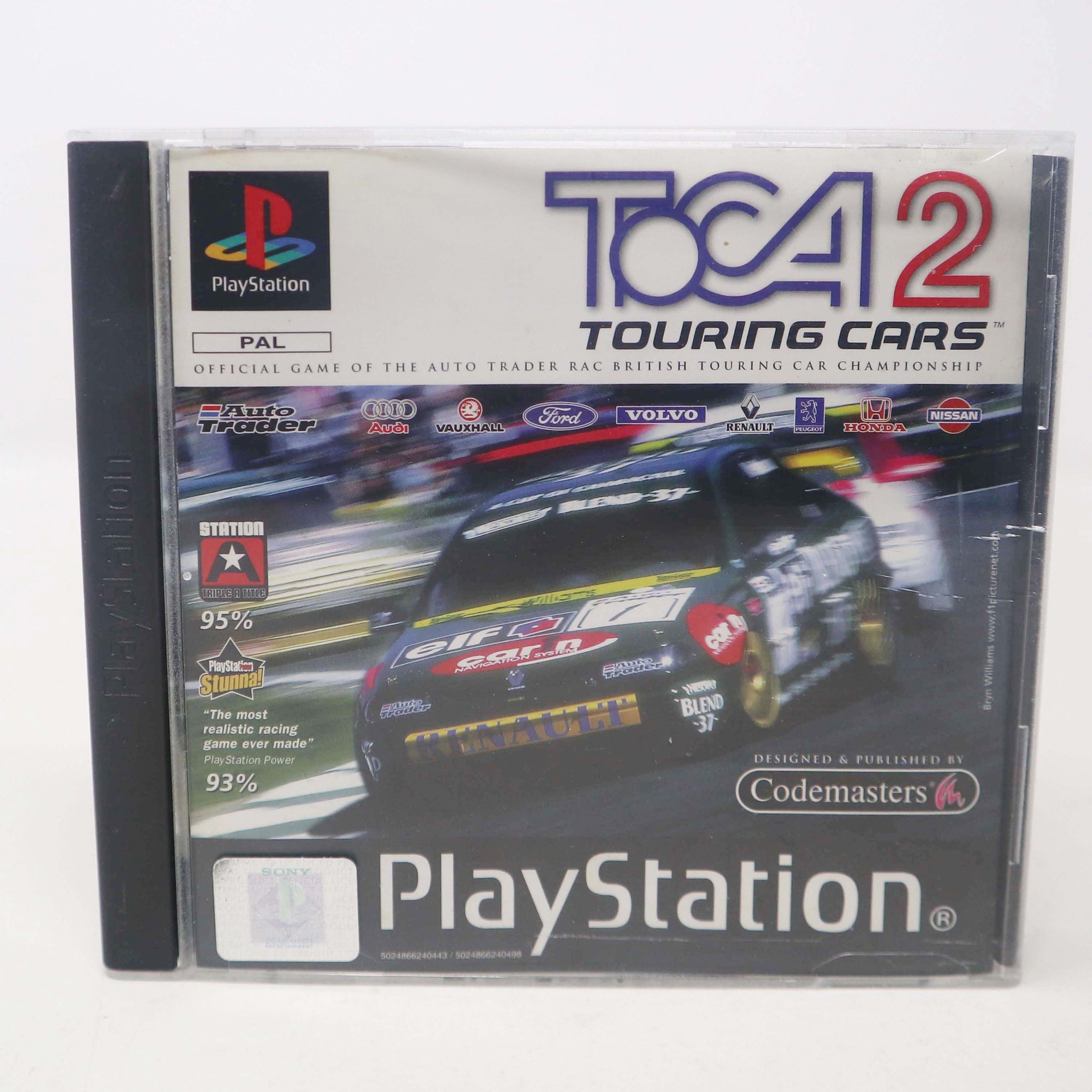 Vintage 1998 90s Playstation 1 PS1 TOCA 2 Touring Cars Video Game Pal 1-2 Players Car Racing