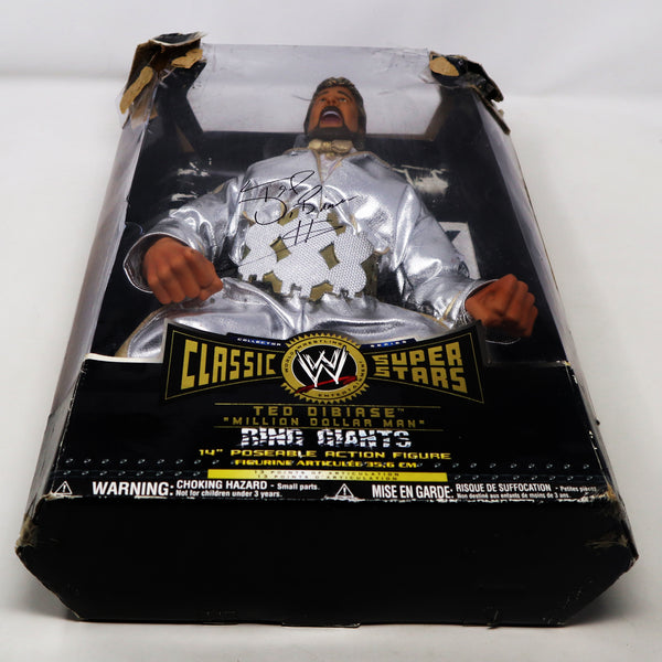 2005 JAKKS Pacific / Vivid Imaginations WWE World Wrestling Entertainment Ring Giants Classic Super Stars Ted Dibiase "Million Dollar Man" 14" Poseable Action Figure Boxed Rare Signed Autographed