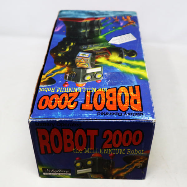 Vintage 1997 90s Schylling Robot 2000 The Millenium Robot 12" Shooting Walking Robot Toy Figure Boxed Rare Battery Operated Fully Working Retro