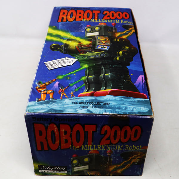Vintage 1997 90s Schylling Robot 2000 The Millenium Robot 12" Shooting Walking Robot Toy Figure Boxed Rare Battery Operated Fully Working Retro