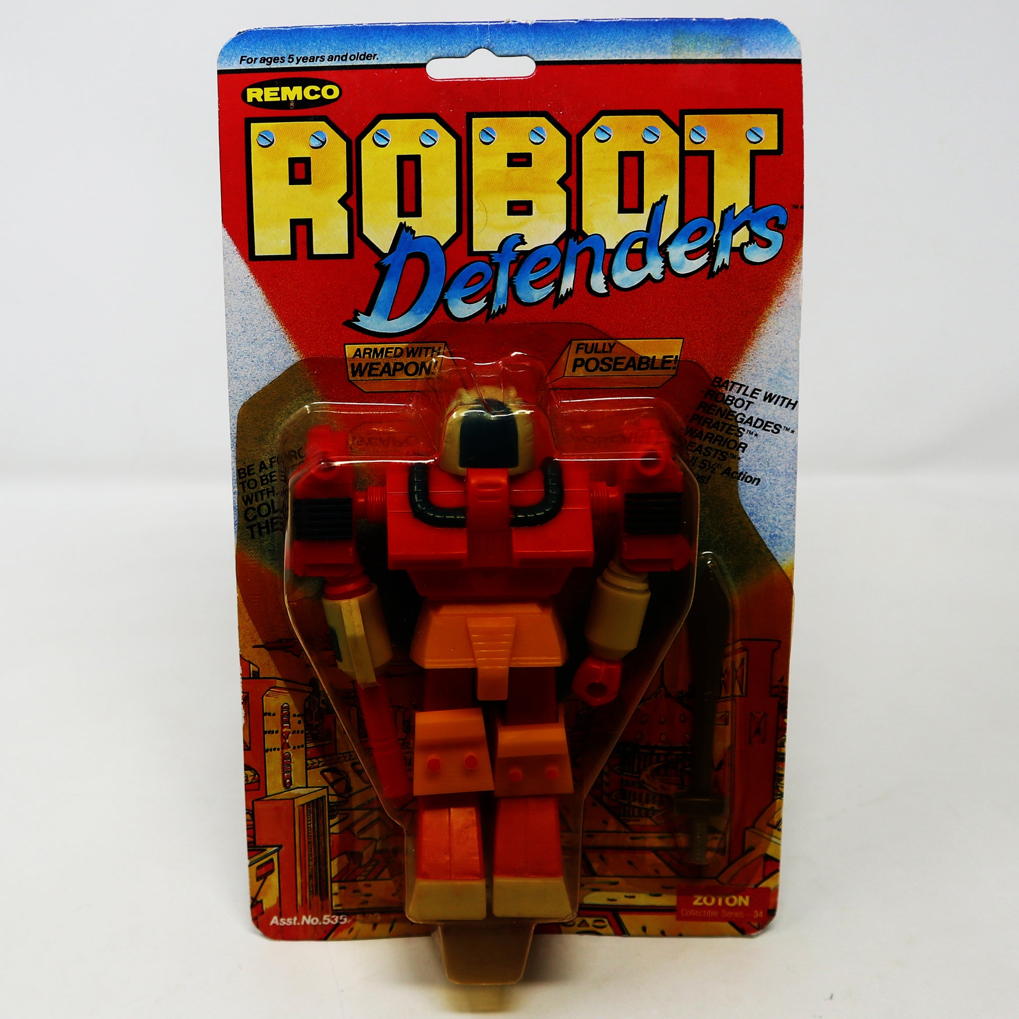 Vintage 1984 80s Remco Robot Defenders Zoton - Collectible Series - 34 Fully Poseable 5" Action Figure MOC Carded Sealed Rare