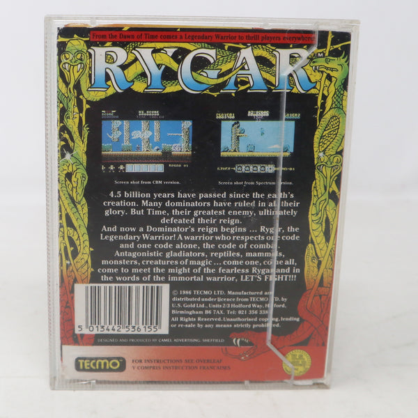 Vintage 1986 80s Spectrum 48K 128K U.S. Gold Techmo Rygar Cassette Tape Video Game Retro