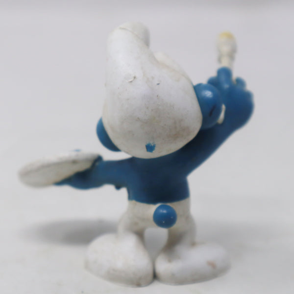 Vintage Schleich Peyo The Smurfs Artist Painter Smurf Holding Paintbrush & Paint Palette 2" PVC Figure Figurine West Germany Retro