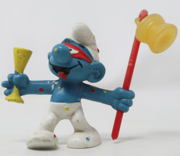 Vintage Bully Peyo The Smurfs Carnival Smurf 2" PVC Figure Figurine West Germany Retro