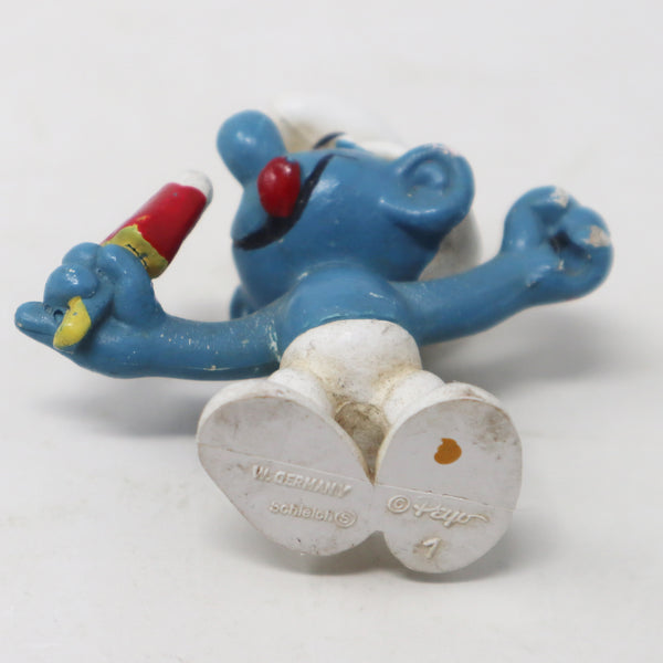 Vintage Schleich Peyo The Smurfs Smurf Holding Ice Cream Lolly Popsicle 2" PVC Figure Figurine West Germany Retro