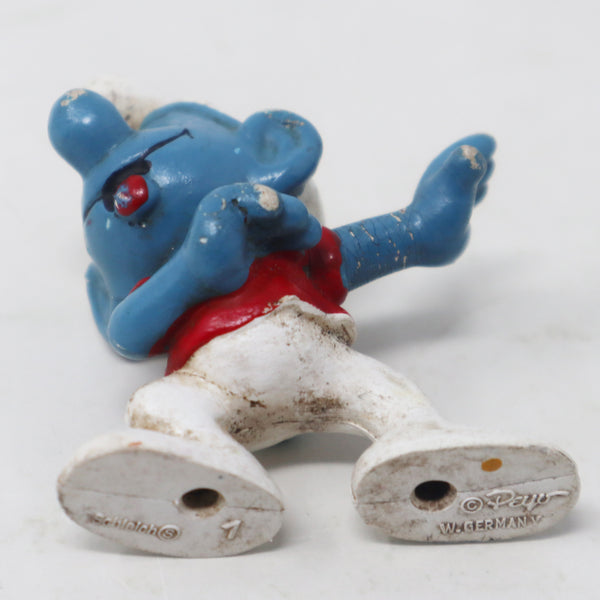 Vintage Schleich Peyo The Smurfs Smurf Wearing Red Shirt 2" PVC Figure Figurine West Germany Retro
