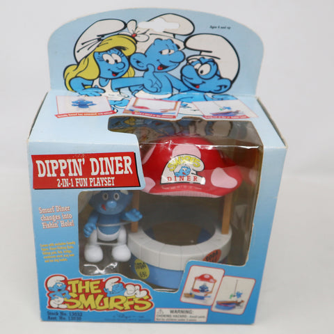 Vintage 1996 90s Ideal Toy Island Peyo The Smurfs Dippin' Diner / Fishin' Hole 2-in-1 Fun Playset Exclusive Greedy Figure MISB Boxed Sealed