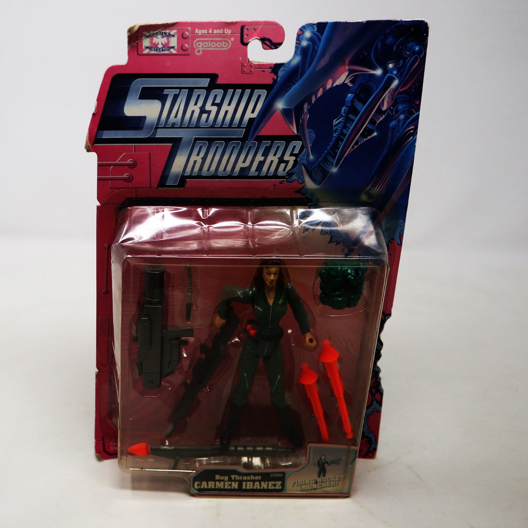 Vintage 1997 90s Galoob Toys Starship Troopers Bug Thrasher Carmen Ibanez 5.5" Action Figure With Firing Rocket Launcher No. 22934 MOC Carded Sealed Rare