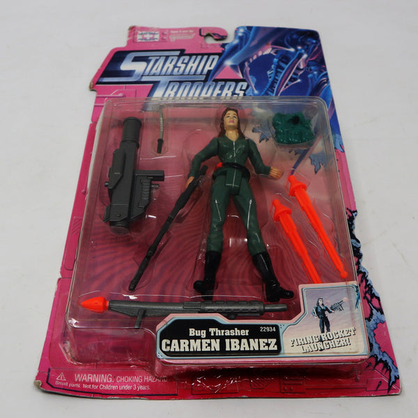 Vintage 1997 90s Galoob Toys Starship Troopers Bug Thrasher Carmen Ibanez 5.5" Action Figure With Firing Rocket Launcher No. 22934 MOC Carded Sealed Rare