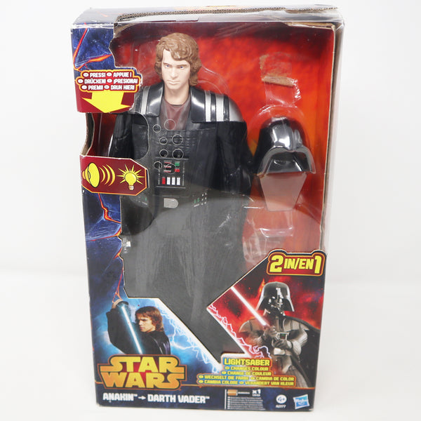 2013 Hasbro Star Wars Anakin Darth Vader Poseable Action Figure Boxed Working Movie Phrases Lightsaber Changes Colour