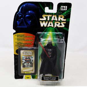 Vintage 1990s Kenner Hasbro Star Wars The Power Of The Force POTF Darth Vader Action Figure + Episode I Flashback Photo Carded MOC Sealed Retro