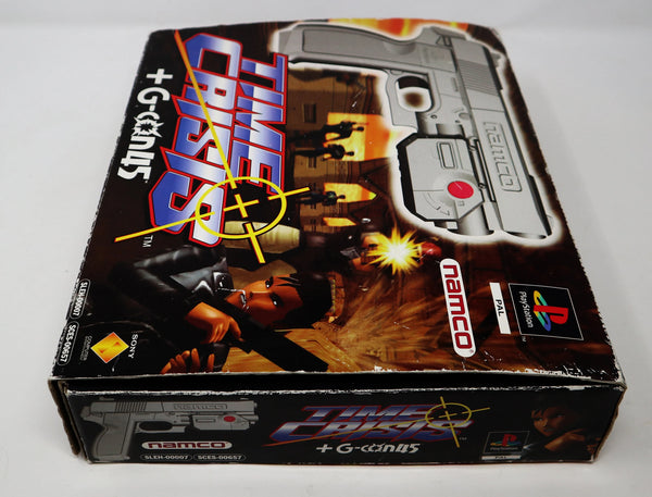 Vintage 1996 90s Sony Playstation PS1 Namco Time Crisis Video Game + G-Con45 Light Gun Controller Pal Boxed SLEH-00007 SCES-00657 Retro Gaming