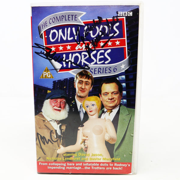 Vintage 1999 90s BBC The Complete Only Fools And Horses Series 6 PAL VHS (Video Home System) Tape Signed By Sue Holderness (Marlene) John Challis (Boycie) + Unknown ? Cast Member Rare Retro