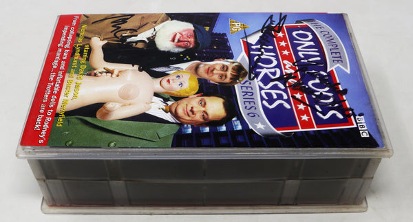 Vintage 1999 90s BBC The Complete Only Fools And Horses Series 6 PAL VHS (Video Home System) Tape Signed By Sue Holderness (Marlene) John Challis (Boycie) + Unknown ? Cast Member Rare Retro