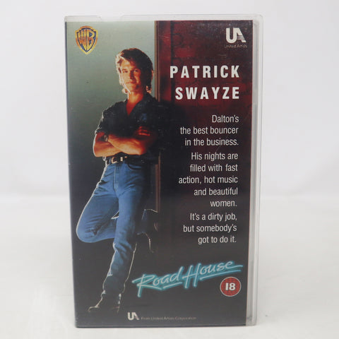 Vintage 1989 80s MGA / UA Home Video Patrick Swayze Road House PAL VHS (Video Home System) Tape Action Thriller Retro Movie Film