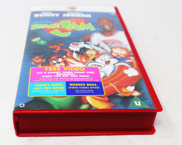 Vintage 1997 90s Warner Bros. Space Jam Pal VHS (Video Home System) Tape Michael Jordan Bugs Bunny Retro