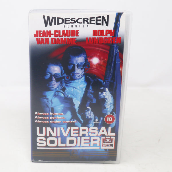 Vintage 1992 90s Universal Soldier Widescreen Pal VHS (Video Home System) Tape Jean-Claude Van Damme JCVD Dolph Lundgren Retro