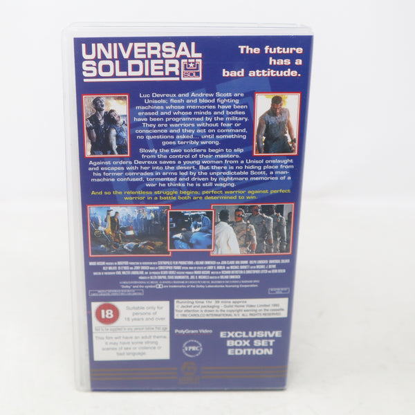 Vintage 1992 90s Universal Soldier Widescreen Pal VHS (Video Home System) Tape Jean-Claude Van Damme JCVD Dolph Lundgren Retro
