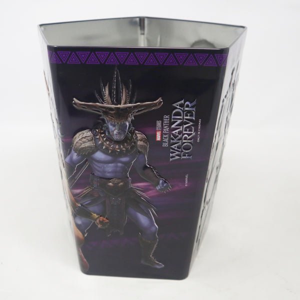 Odeon Cinema Marvel Black Panther Wakanda Forever Movie Popcorn Tin Bucket + Plastic Drink Cup NEW Promotional Souvenir Bundle Lot