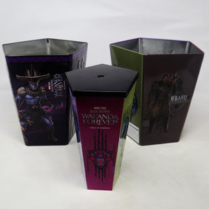 Odeon Cinema Marvel Black Panther Wakanda Forever Movie Popcorn Tin Bucket + Plastic Drink Cup NEW Promotional Souvenir Bundle Lot