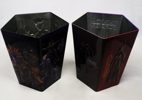 Odeon Cinema Marvel Black Panther Wakanda Forever Movie Popcorn Tin Bucket + Plastic Drink Cup NEW Promotional Souvenir Bundle Lot